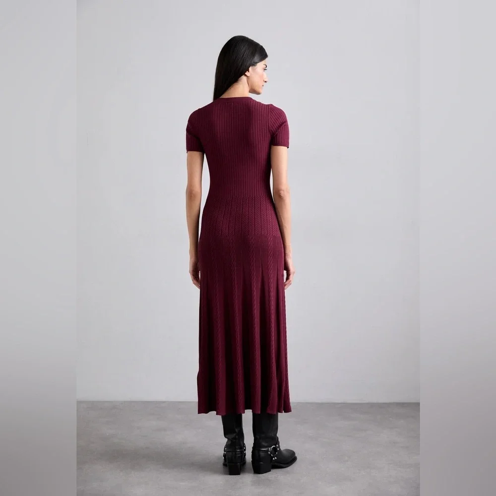 Sandro Milla Knit Midi Dress in Bordeaux size 36 - Picture 3 of 11